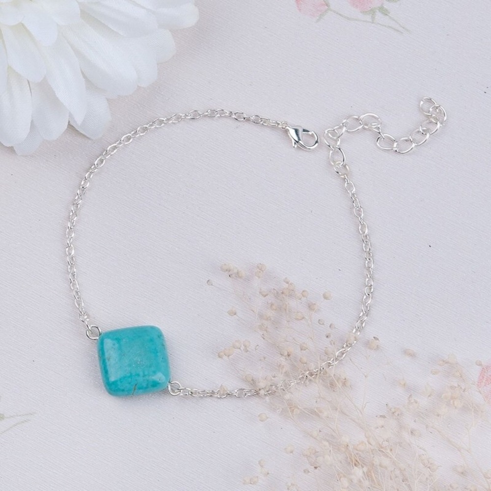 Anklet Green Blue Turquoise Magnesite Rhombus
